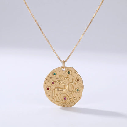 Naszyjnik z rustykalnym medalionem zodiaku: Strzelec.